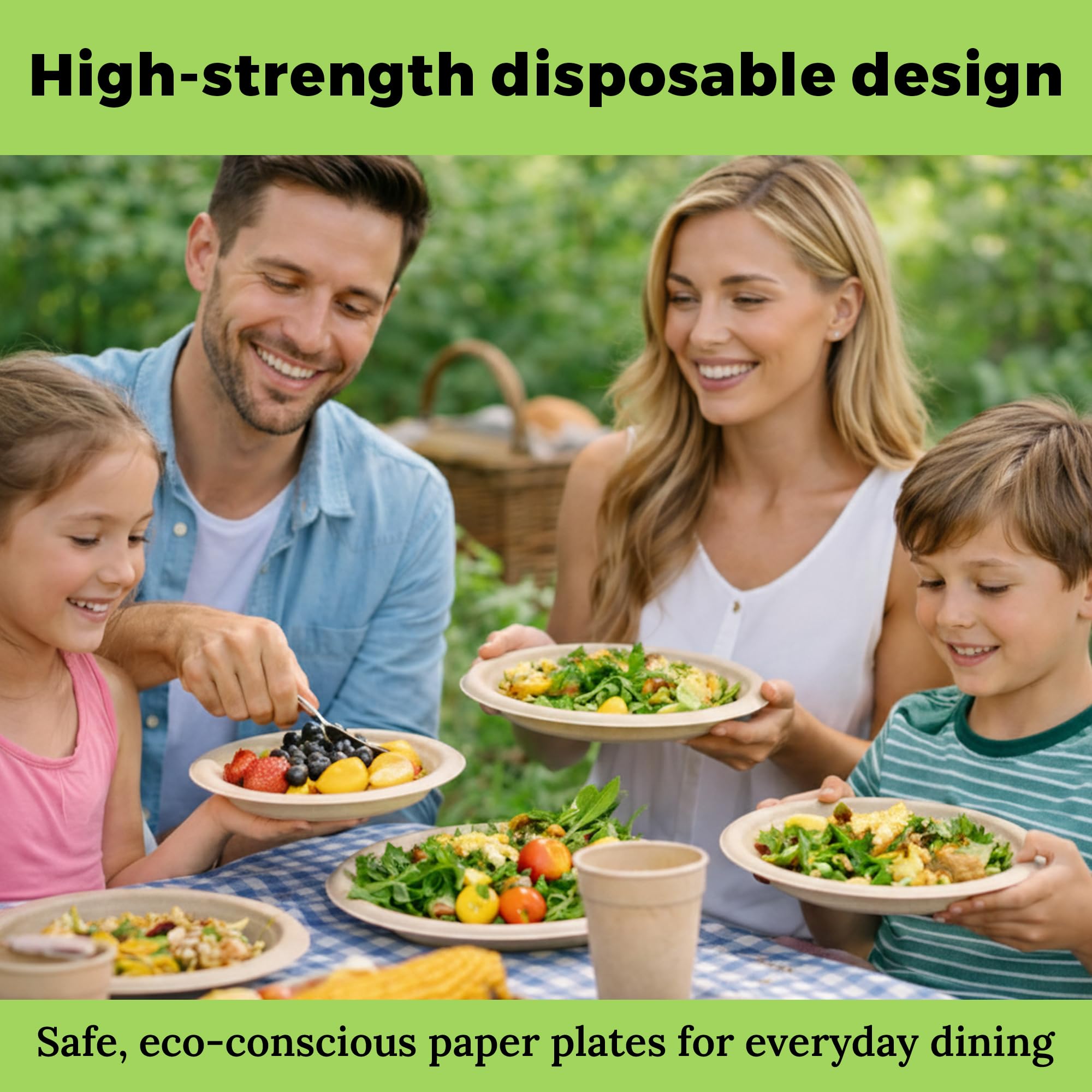 Inaloon 6-Inch Compostable Paper Plates 100 Count Heavy-Duty Natural Dessert Plates Biodegradable Eco-Friendly Plates for Parties and Everyday Use