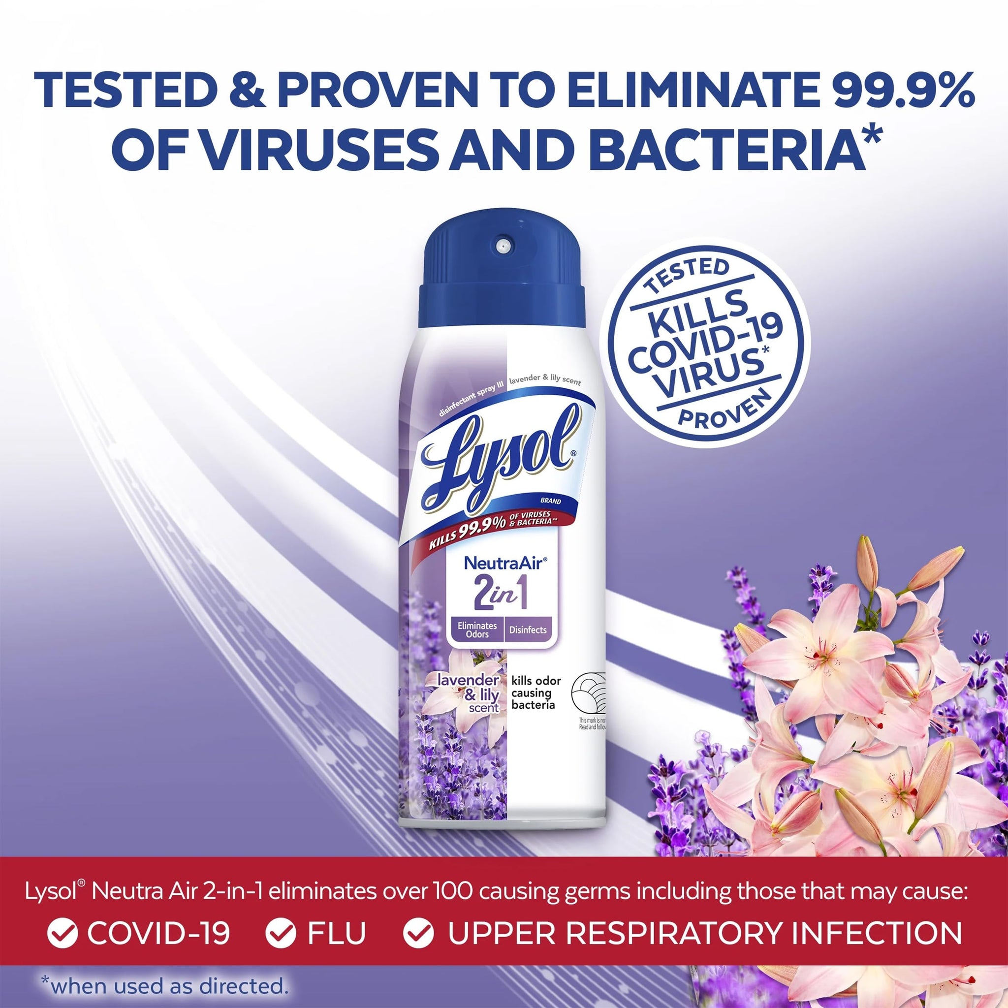 Lysol Neutra Air 2 in 1 Disinfectant Spray, Lavender and Lily Scent, Eliminates Odors, 10 Ounces (Pack of 4)