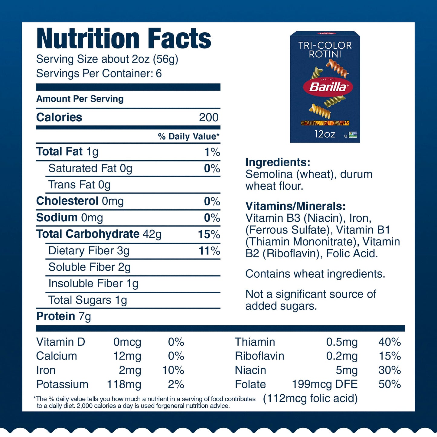 Barilla Tri-Color Rotini Pasta, 12 oz. Box - Non-GMO, Made with Durum Wheat Semolina - Kosher Certified