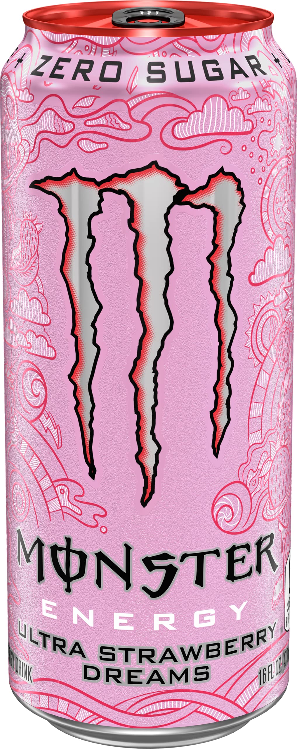Monster Energy Ultra Strawberry Dreams, Sugar Free Energy Drink, 16 Ounce