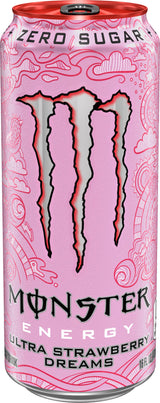 Monster Energy Ultra Strawberry Dreams, Sugar Free Energy Drink, 16 Ounce