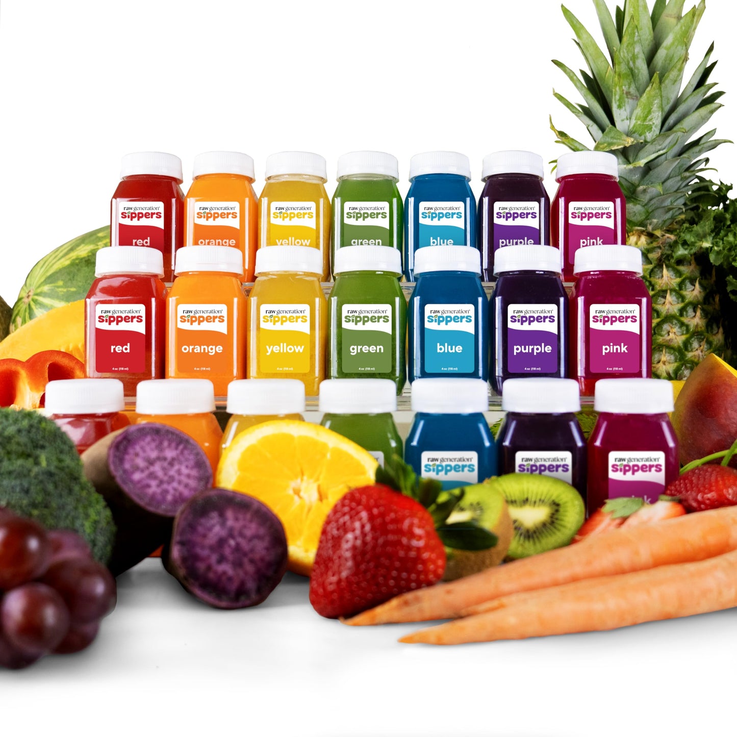 Kids Fruit & Veggie Juice by Raw Generation - 40 Produce Types Weekly, Sugar-Free, Flash-Frozen, 4-Week Supply for Picky Eaters, Cold Pressed