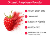 KOYAH - Organic Raspberry Powder 30 Servings (1 Scoop = 15 Raspberries), Freeze-Dried, Whole-Berry Powder, Equivalent to 450 Raspberries
