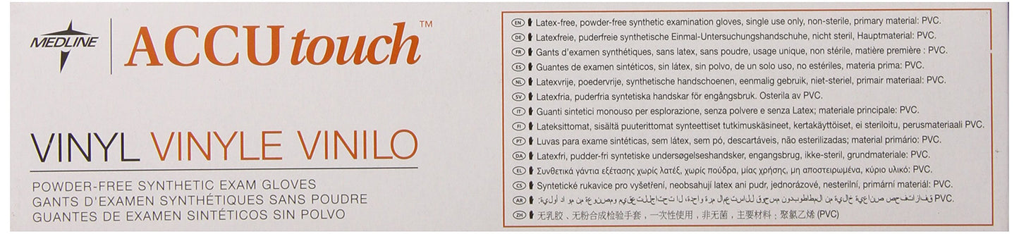 Medline Accutouch Synthetic Exam Gloves Clear, Small, 100 Count