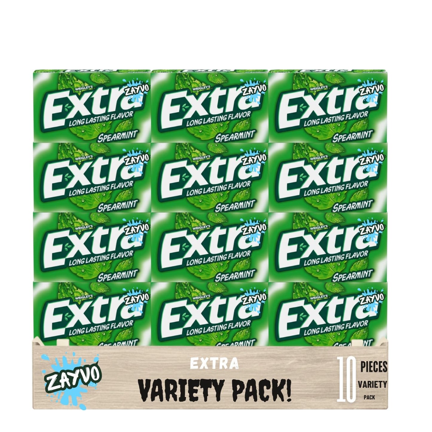 Extr-a Spearmint Sugar Free Chewing Gum, Bulk Pack, 15 Pieces per Pack, 10 Count