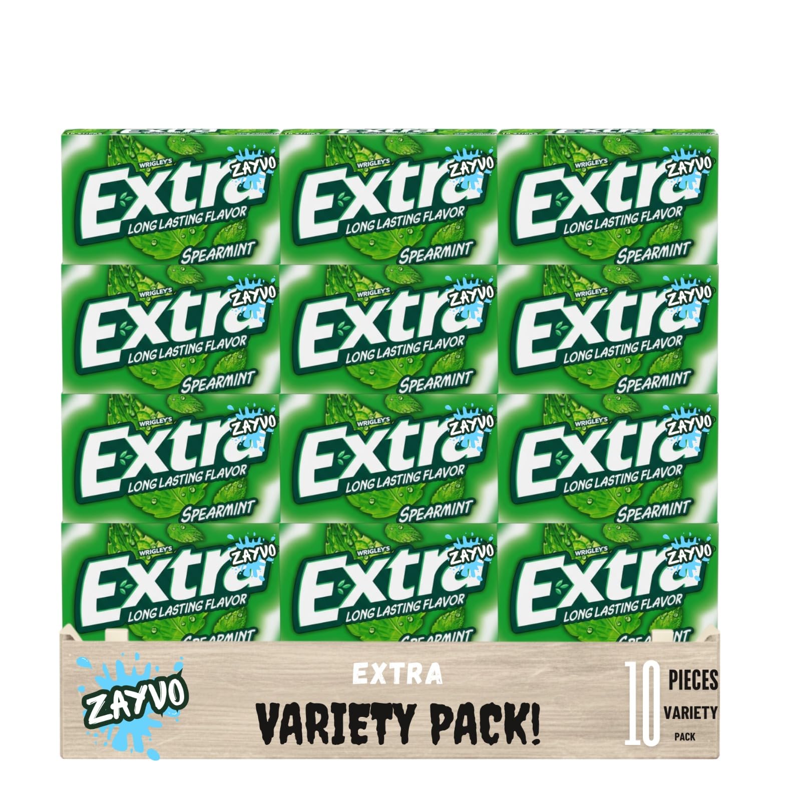 Extr-a Spearmint Sugar Free Chewing Gum, Bulk Pack, 15 Pieces per Pack, 10 Count