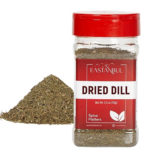 Eastanbul Dill Weed, 2.5oz Dried Dill Weed, Eneldo En Povlo, Pure, Freshly Cut, Sifted, Mediterranean Seasoning, Exquisitely Fragrant, Pairs