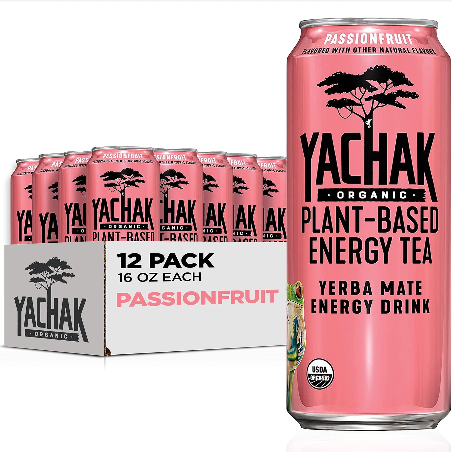 Yachak Yerba Mate Drink, Passionfruit, 16 Fl Oz (Pack of 12)