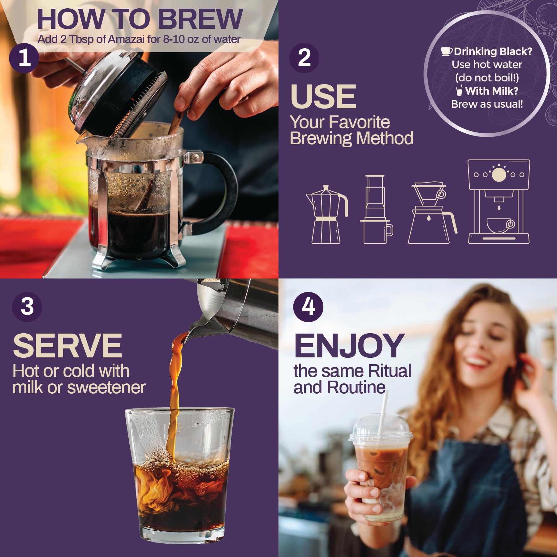 AmaZai USDA Organic Açaí Coffee Alternative | Roasted Açaí Seed Superfood | Caffeine-Free, Low Acid & Gut Friendly | Brews Like Coffee (25 servings)