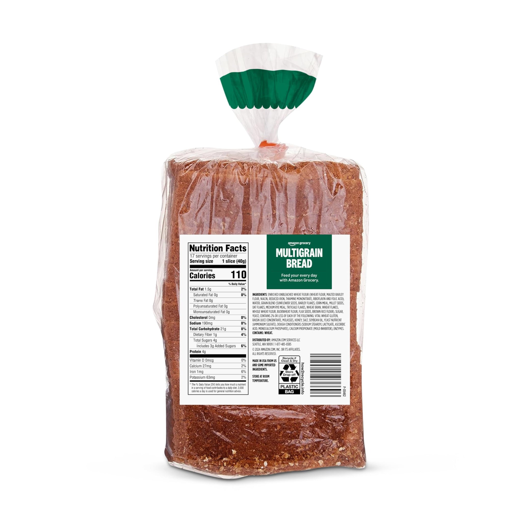 Amazon Grocery, Multigrain Bread, 24 Oz