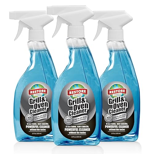 Restore Naturals Grill and Oven Cleaner - 22 Fl Oz - Plant Based Stove Cleaner | Low Fume | Non-Caustic, Powerful Formula | Cruelty-Free - 3 Pack