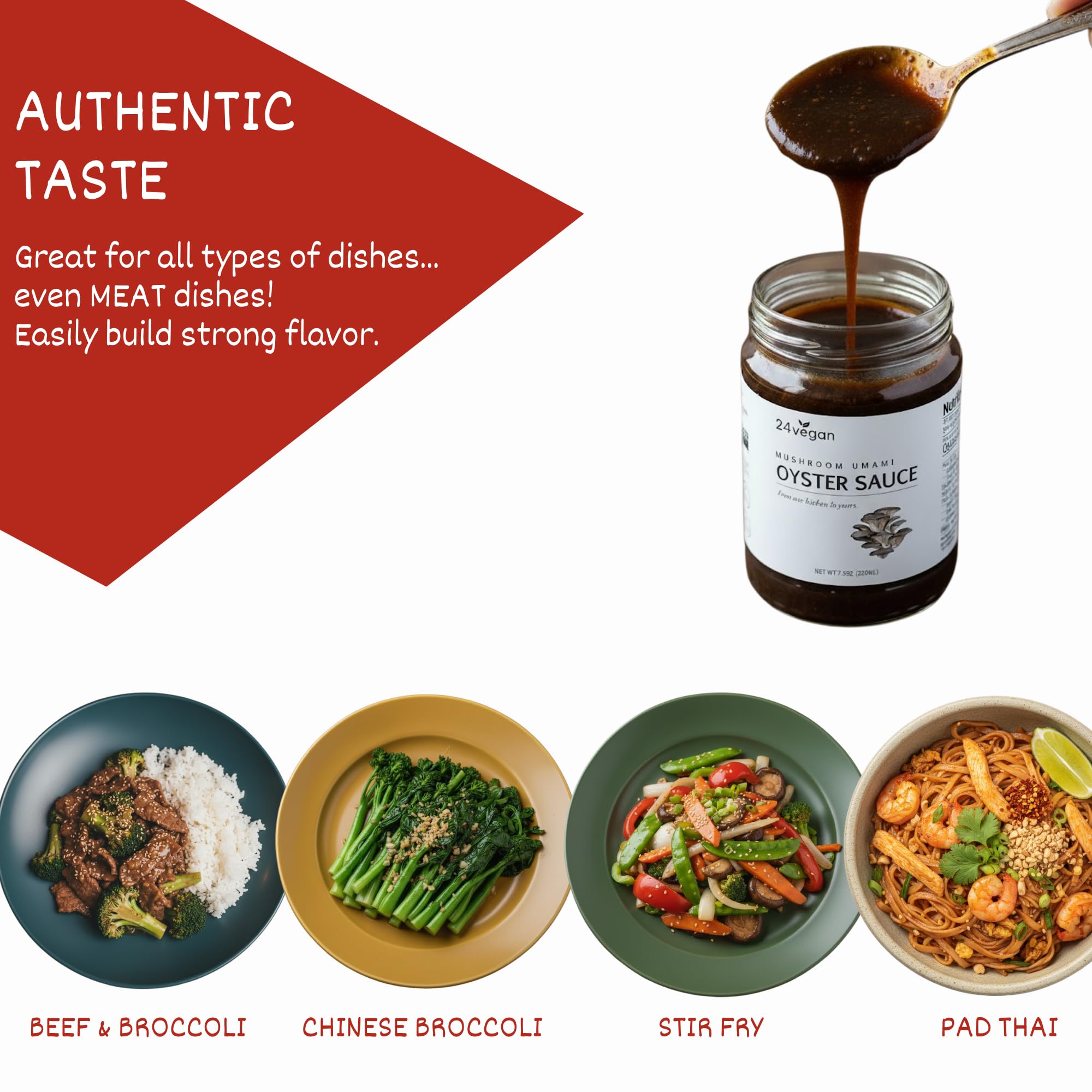 24Vegan - Vegan Oyster Sauce, Gluten Free, NON-GMO Oyster Mushroom Umami Sauce - Low Sugar, No MSG Added, All Natural Vegetarian Oyster Sauce (7.5oz)