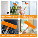 67" Squeegee Window Cleaner 2 in 1 Rotatable Window Cleaning Tool Kit with Extension Pole, Window Washing Equipment with Bendable Head for Indoor