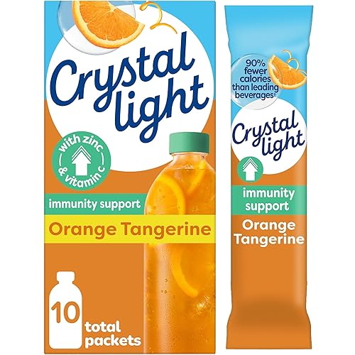Crystal Light Immunity Support Orange Tangerine natural flavor with other natural flavor Powdered Drink Mix, .07 oz Packets, 10 per Box
