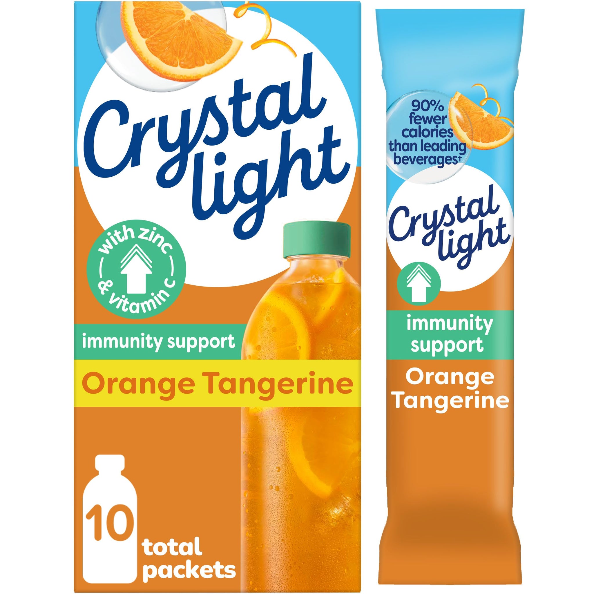 Crystal Light Immunity Support Orange Tangerine natural flavor with other natural flavor Powdered Drink Mix, .07 oz Packets, 10 per Box