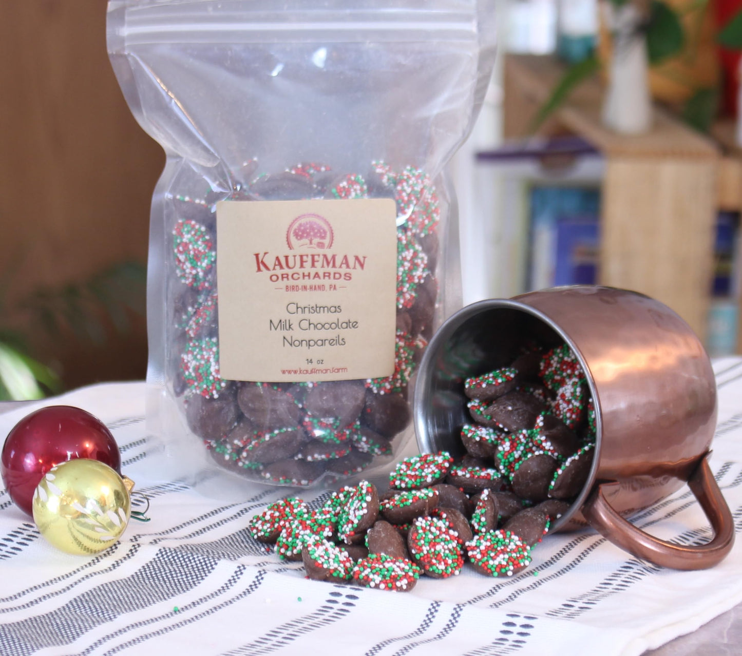 Kauffman Orchards Milk Chocolate Nonpareils Christmas Candy, 14 Ounce Bag