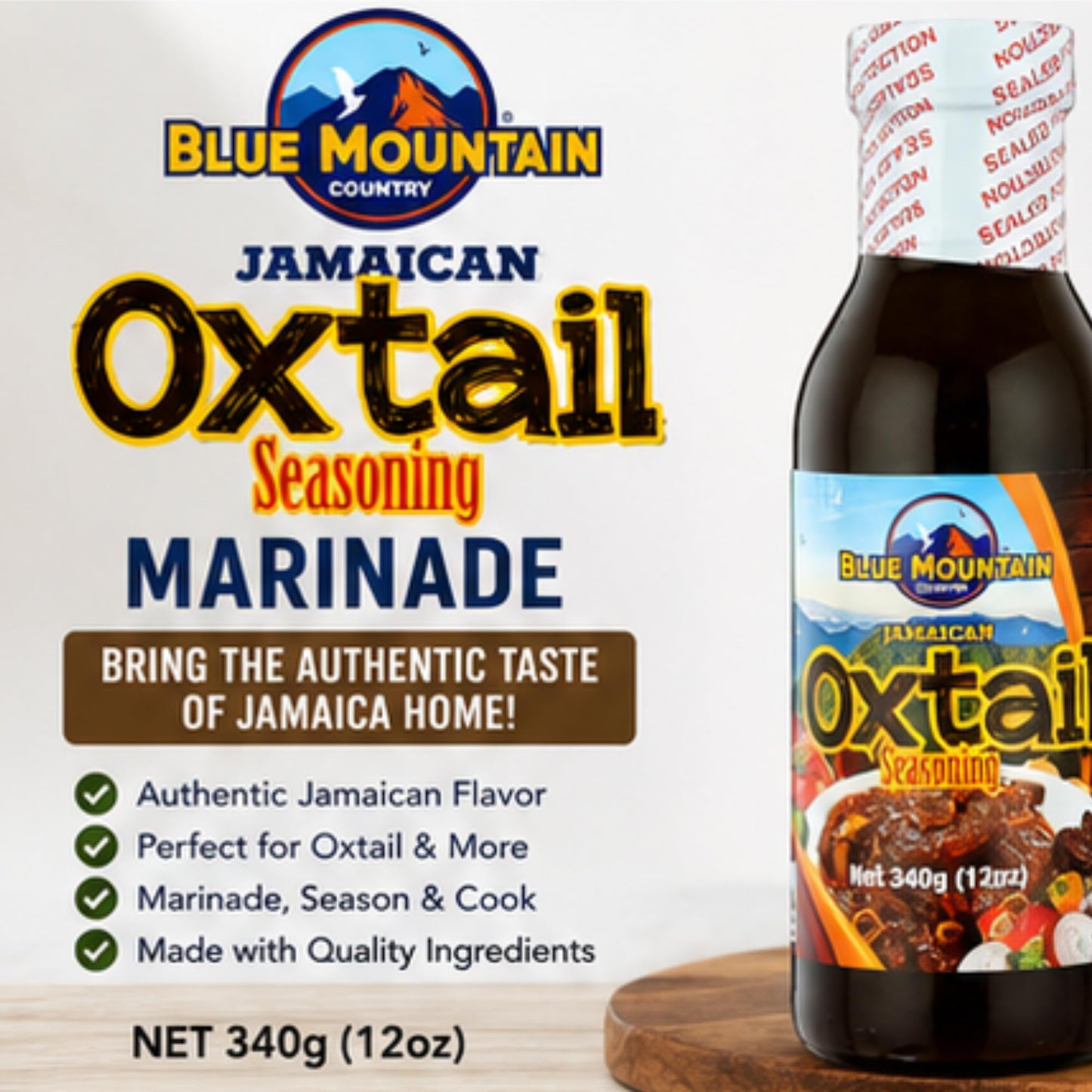 Blue Mountain Country Jamaican Oxtail Seasoning Marinade - 12 oz Bottle | Authentic Caribbean Flavor for Oxtail, Beef, Stews & More