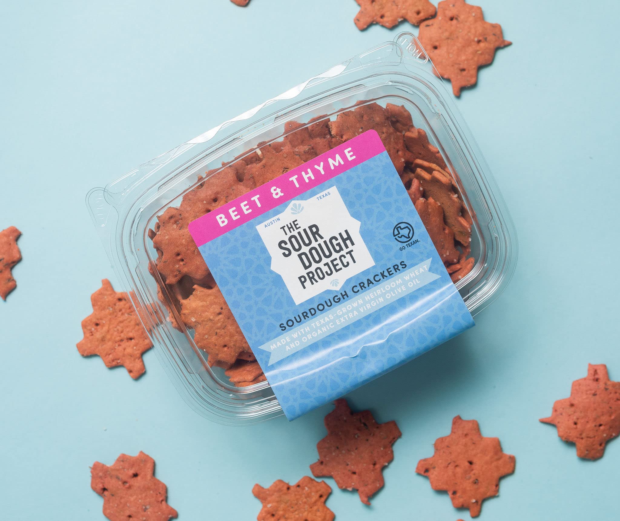 Beet & Thyme Sourdough Crackers, 6oz (3-pack) Handmade with Organic Ingredients