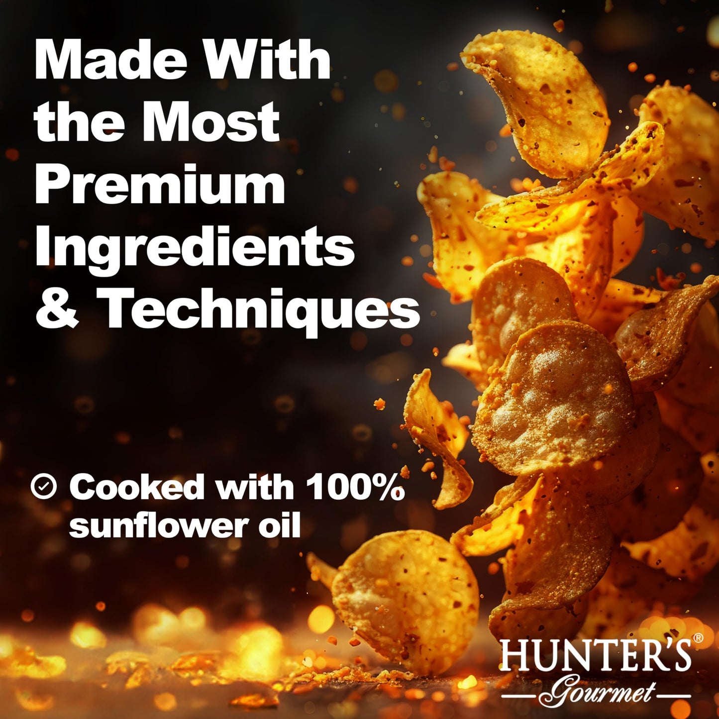 HUNTER'S Gourmet Dubai Black Truffle Crisps | Handcut Vegan & Gluten-Free Chips | Made in Nut-Free Facility | No Artificial Colors | Premium Can |