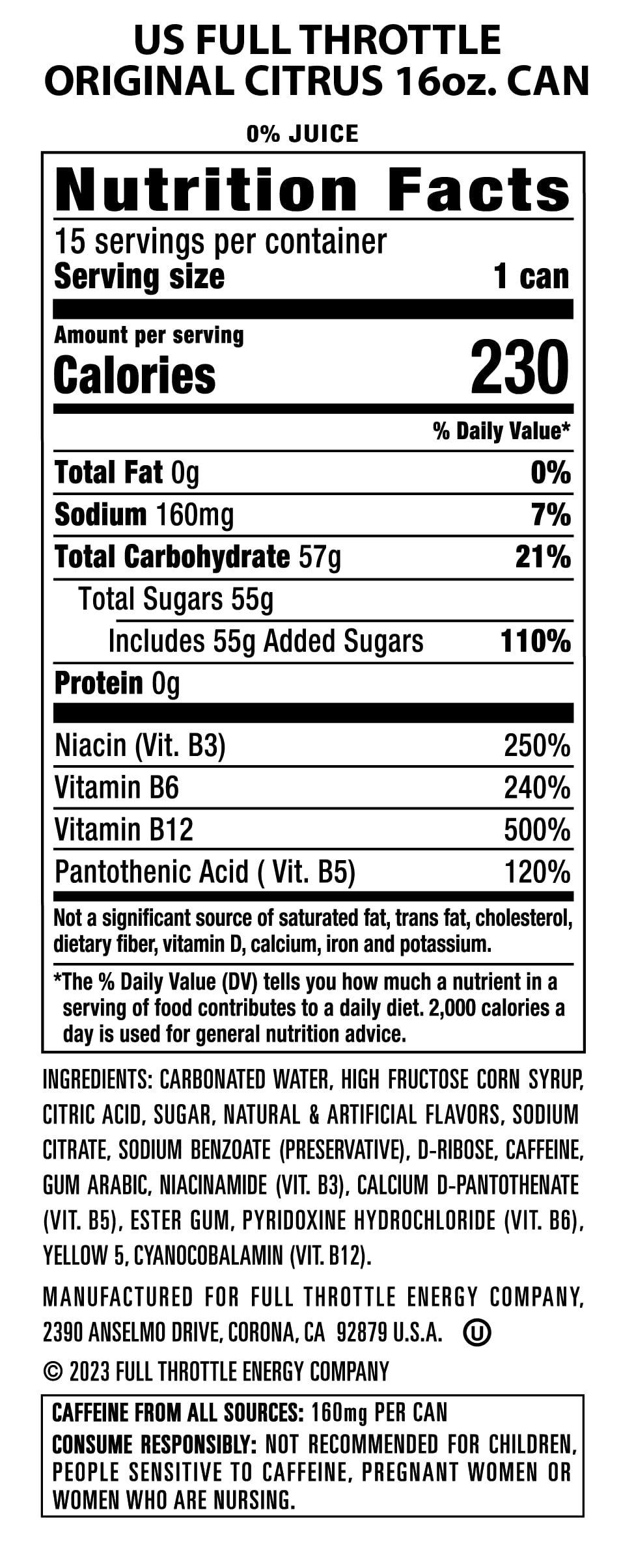 Full Throttle Citrus: Hard-Working Energy Drink. 16 Fl oz
