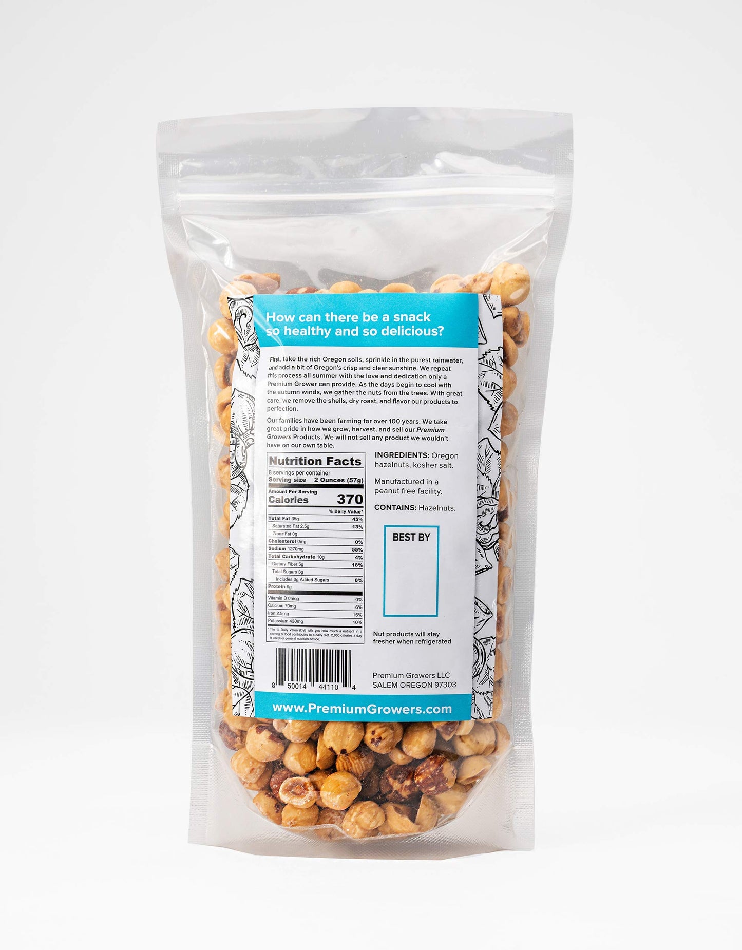 Oregon Farm To Table - Hazelnuts from Premium Growers - Dry Roasted - Lightly Salted - Kosher Certified - 1 LB