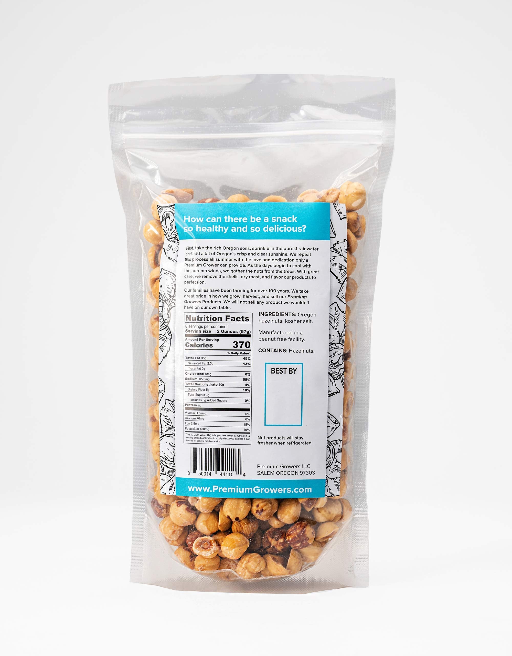 Oregon Farm To Table - Hazelnuts from Premium Growers - Dry Roasted - Lightly Salted - Kosher Certified - 1 LB