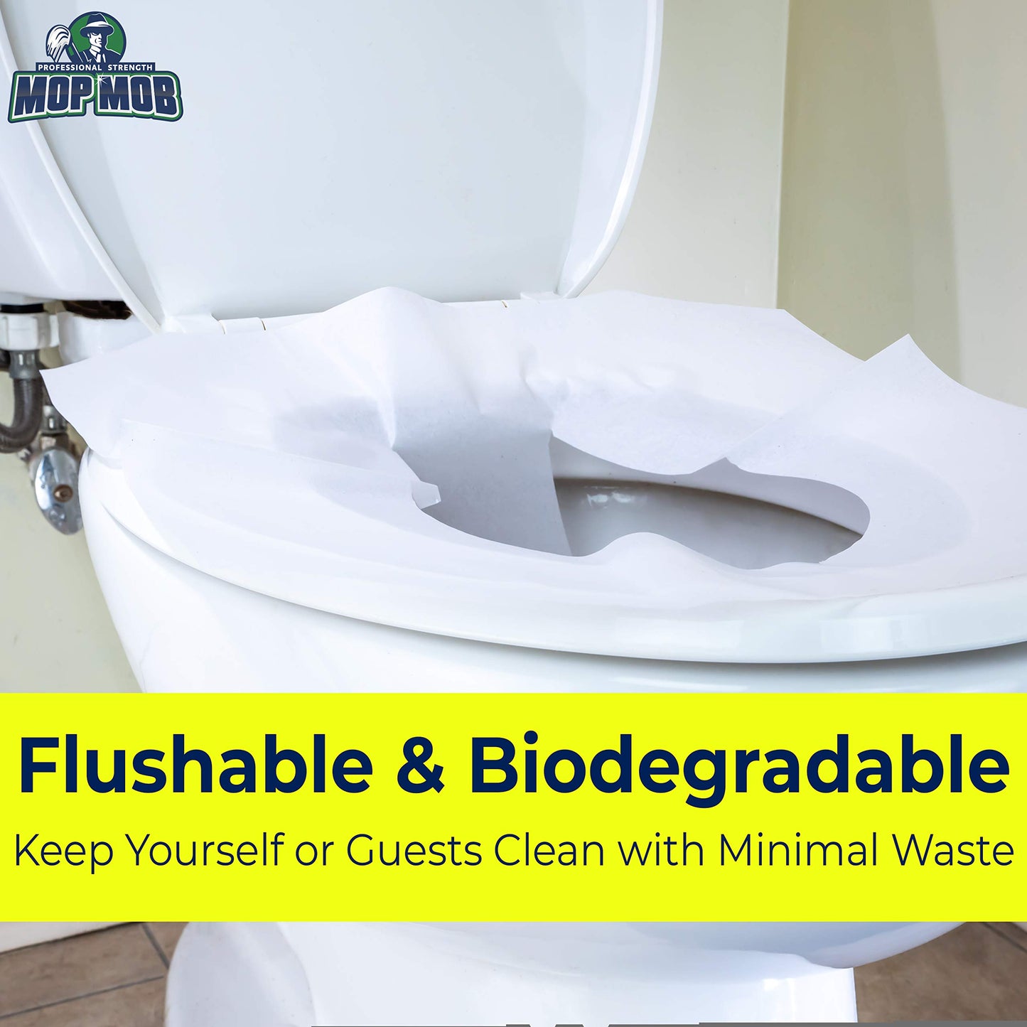 Biodegradable Half-Fold Toilet Seat Covers 500 Pk. Self-Flushing, Disposable Potty Papers Keep Toilets Clean and Family Healthy. Sanitary Paper Safety