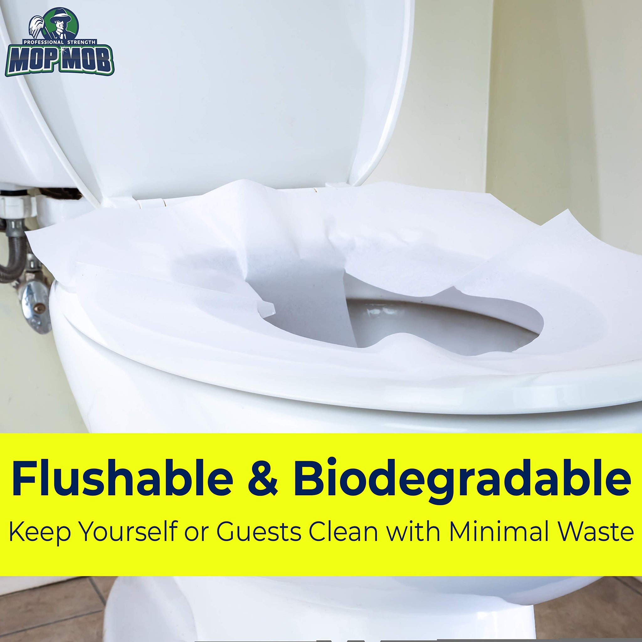 Biodegradable Half-Fold Toilet Seat Covers 500 Pk. Self-Flushing, Disposable Potty Papers Keep Toilets Clean and Family Healthy. Sanitary Paper Safety