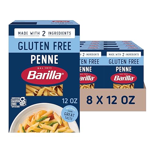BARILLA Gluten Free Penne Pasta, 12 Ounce (8 Boxes) - Non-GMO Gluten Free Pasta Made with 2 Ingredients