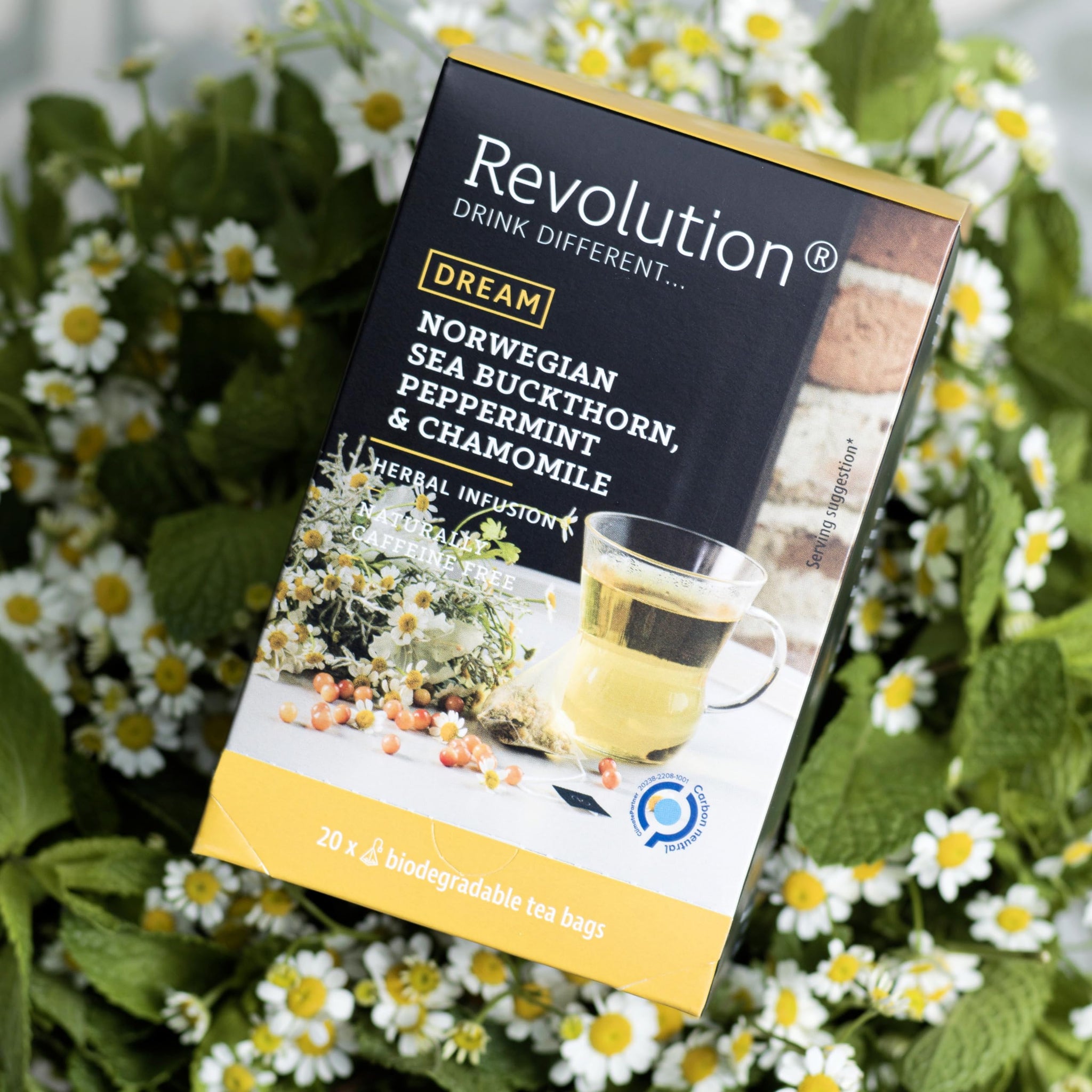 REVOLUTION TEA® Norwegian Chamomile Tea Bags [THE ORIGINAL] - Norwegian Sea Buckthorn, Peppermint & Chamomile - Herbal Tea Blend - Premium Full Leaf