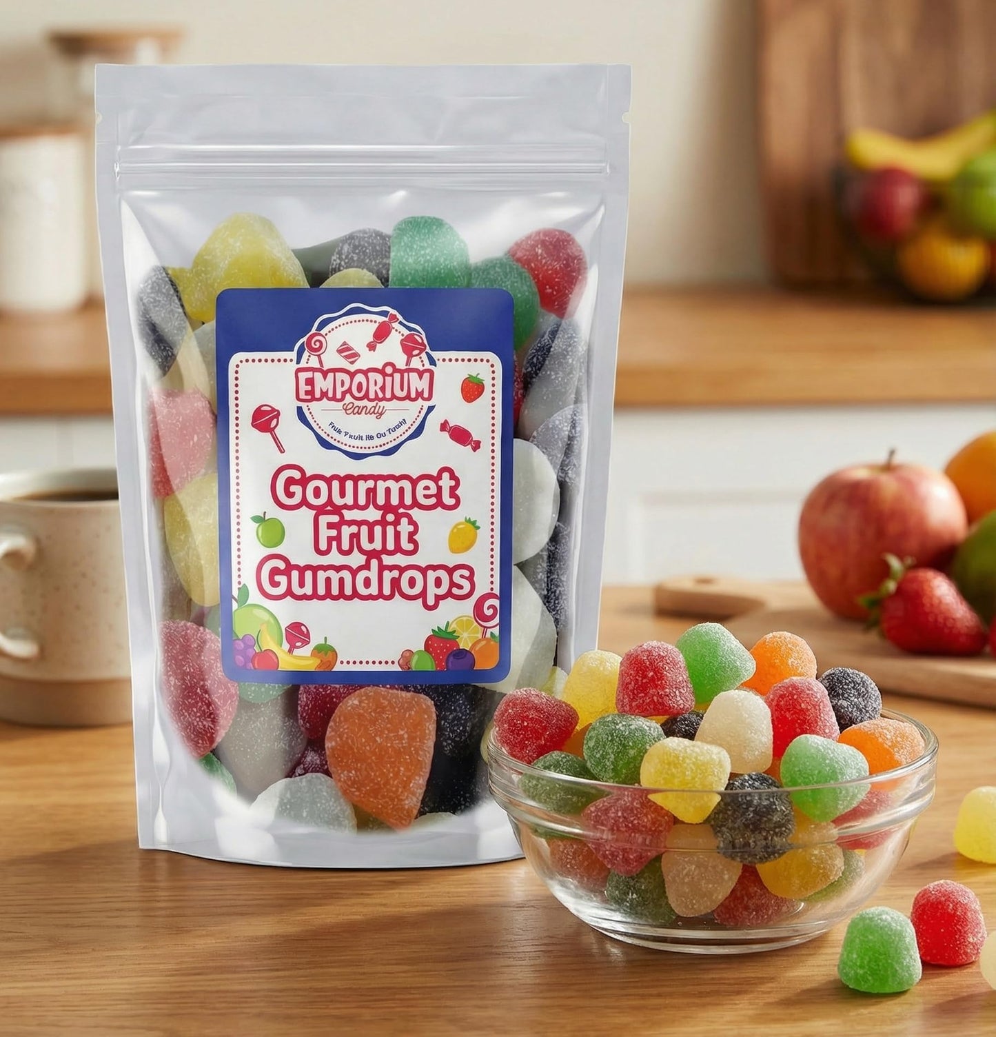 Gourmet Gumdrop Candy Assortment - 2 lbs of Fresh Fruity Chewy Sweets Cherry Orange Grape Lime Lemon Pineapple Sugar Sanded Treat