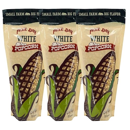 White Butterfly Un-Popped Popcorn Kernels | Pack of 3 | 1 lb | Non-GMO & Naturally Gluten Free | Free Day Popcorn