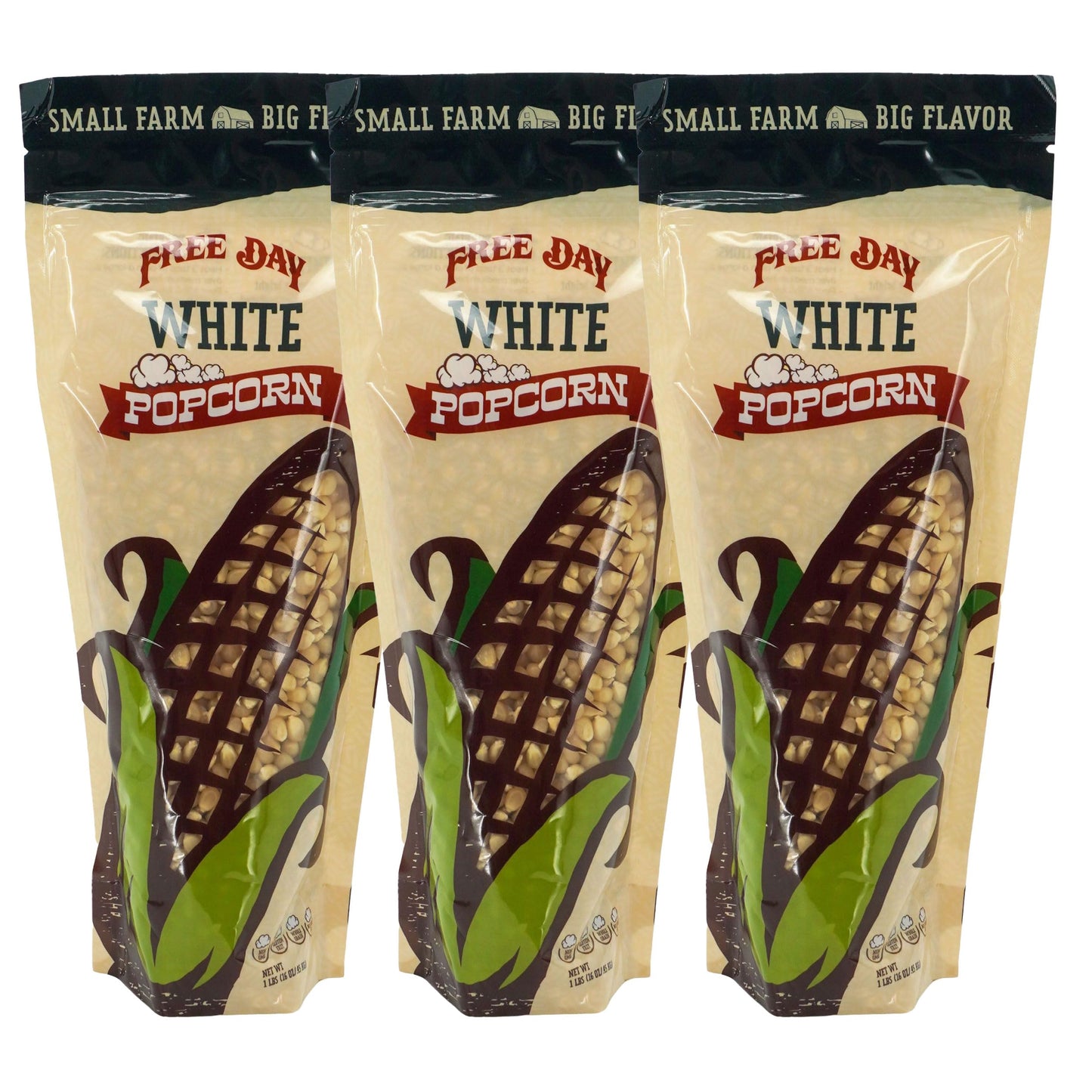 White Butterfly Un-Popped Popcorn Kernels | Pack of 3 | 1 lb | Non-GMO & Naturally Gluten Free | Free Day Popcorn