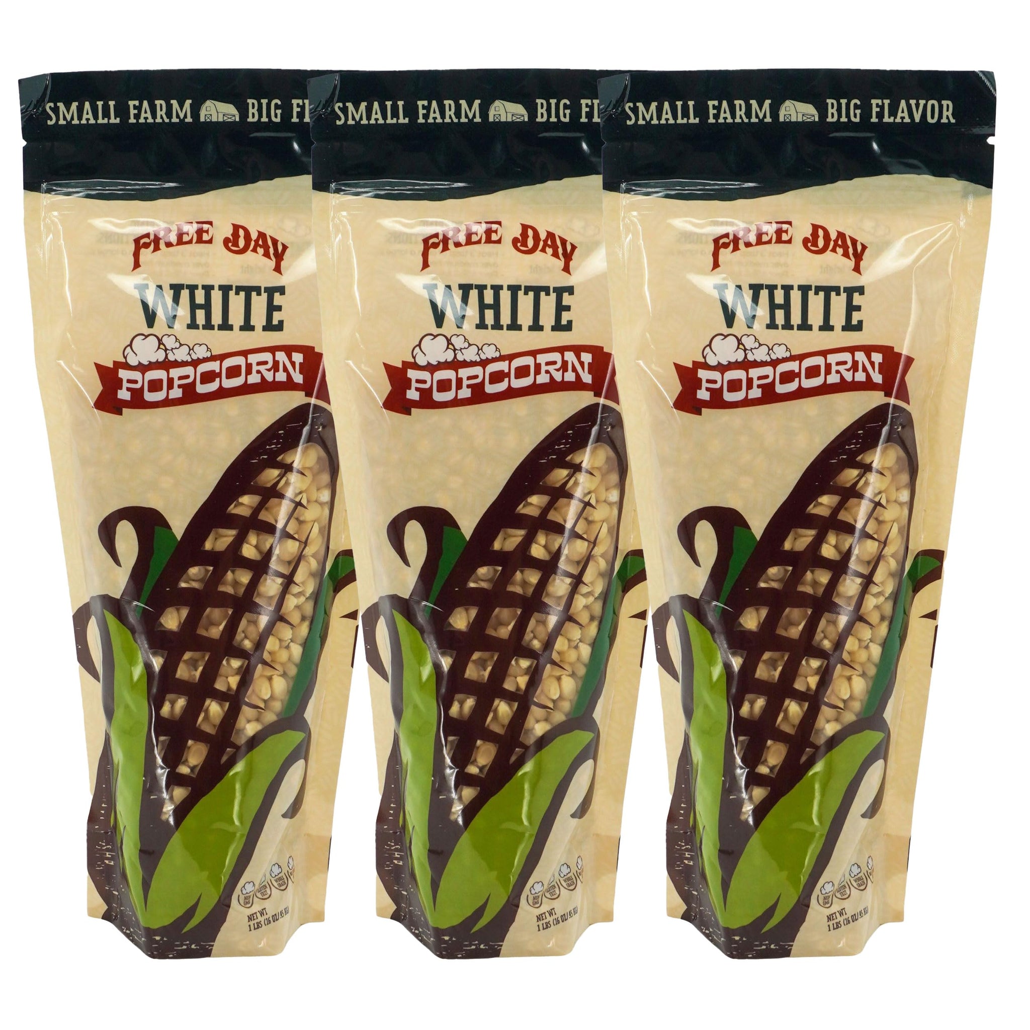 White Butterfly Un-Popped Popcorn Kernels | Pack of 3 | 1 lb | Non-GMO & Naturally Gluten Free | Free Day Popcorn
