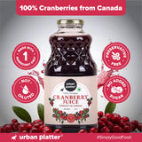 Urban Platter Canadian Cranberry Juice 1 Litre (Unsweetened No ed Sugar 100% Natural Cranberry Juice Good for UTI Health Perfect for Cocktails