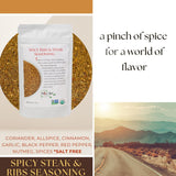 Organic Spicy Steak and Ribs Seasoning, No Salt, Flavorful All-Purpose Meat Spice Blend for Grilling Ribs, Burgers, Steak, Chicken, and Pork / Spicy