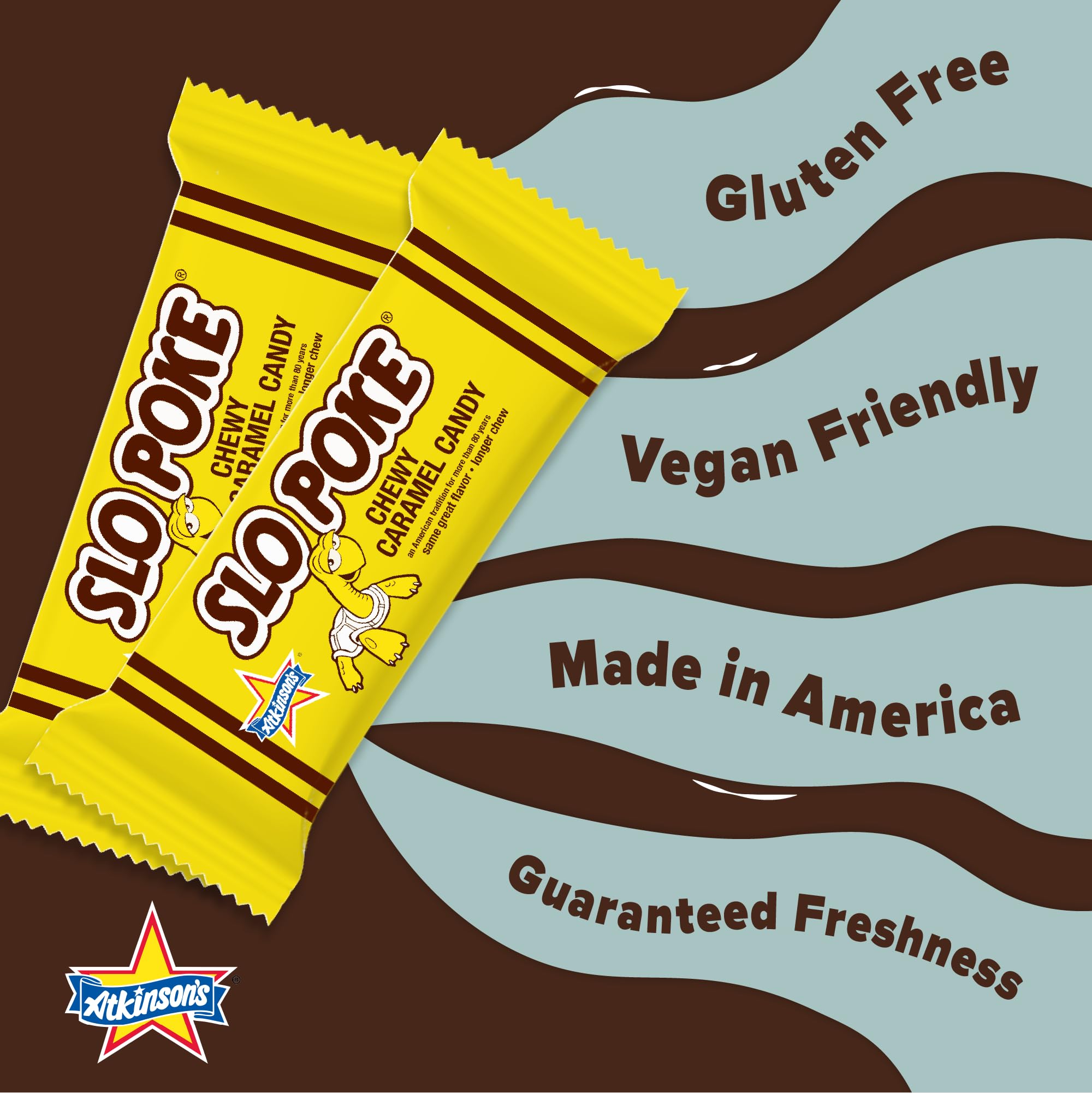 Atkinson's Slo Poke Chewy Caramel Fun Size Candy 0.35oz 130ct Tub