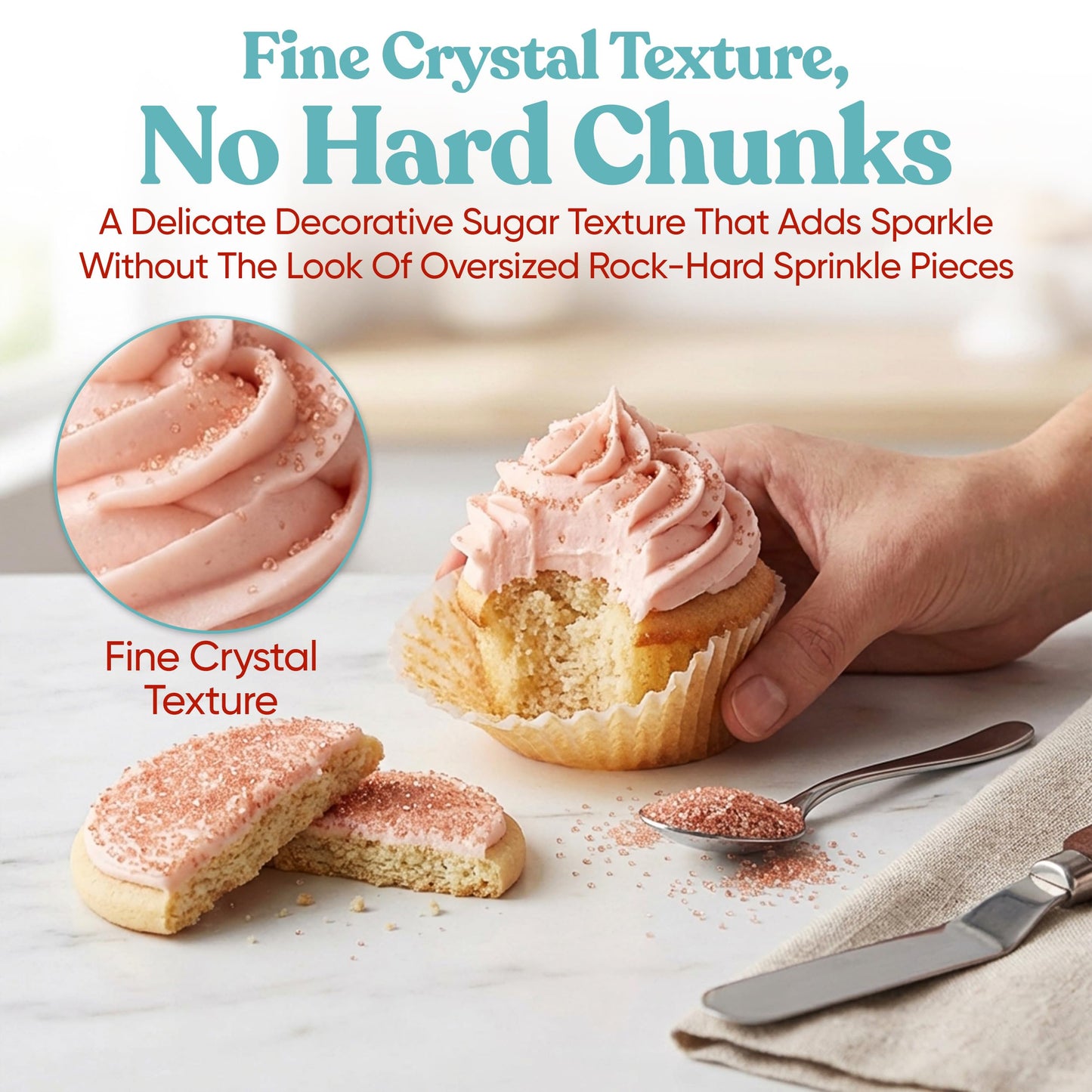 Bakerpan Rose Gold Sanding Sugar for Baking & Cookie Decorating - 5 Ounce Edible Rose Gold Sugar Sprinkles for Cookies, Cakes, Cocktails (Made In USA)