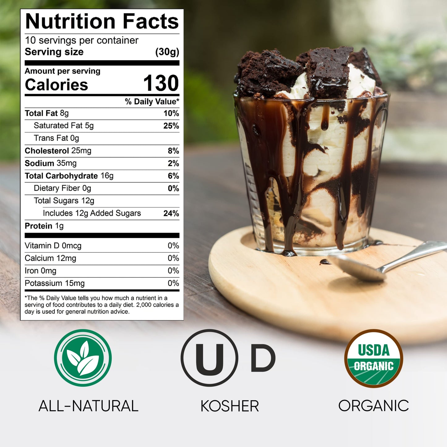 King's Cupboard Organic Hot Fudge Sauce - The Perfect Hot Chocolate Sauce for Topping Ice Cream & Desserts, Coffee Drizzle, Baking, Fondue