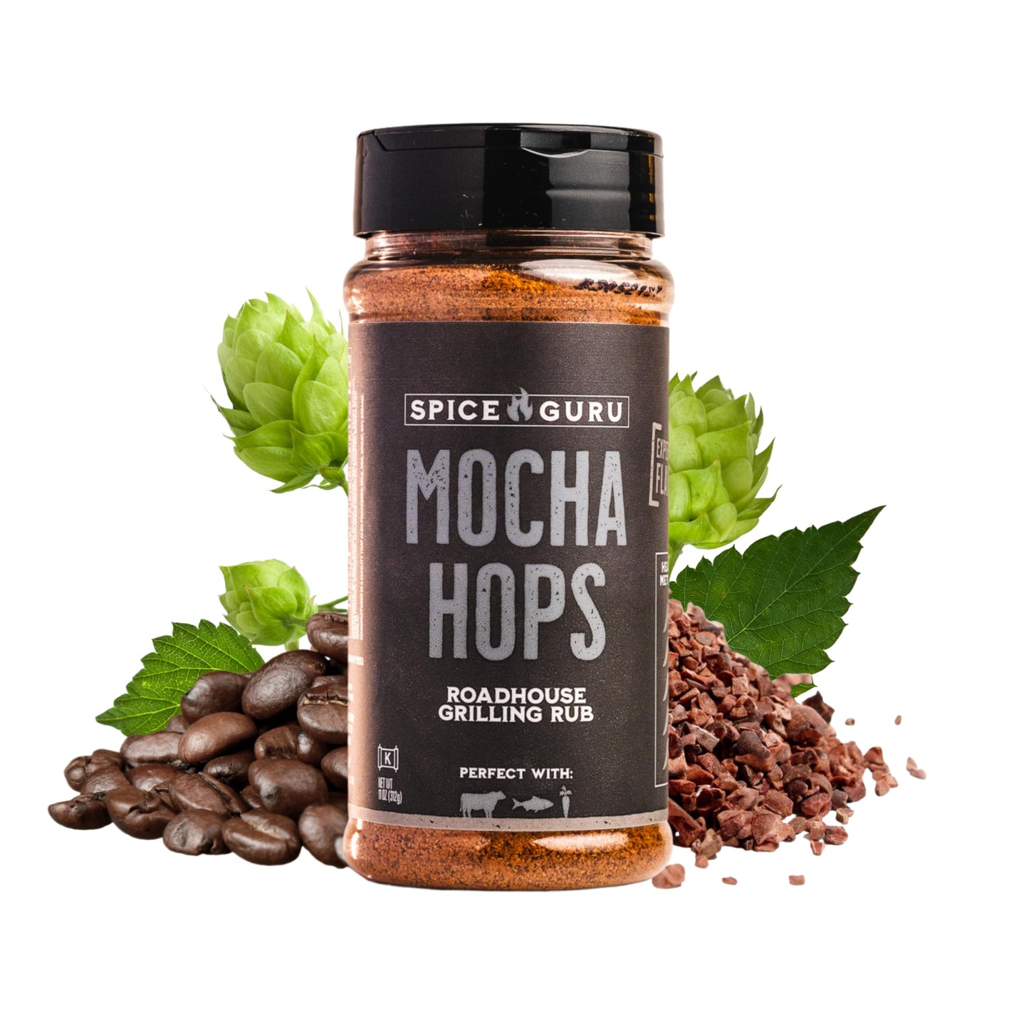 Spice Guru Mocha Hops BBQ Rub - Gifts for Men Who Cook, Gifts for Dad, Men Gifts, Dad Birthday Gift - Spices and Seasonings Sets - Steak Seasoning