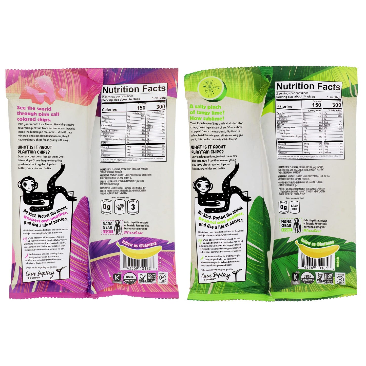 Barnana - Organic Plantain Chips, Acapulco Lime, Healthy Snack Made With 100% Coconut Oil, Non-GMO, Potato Chip Alternative, Zero Sugar, Paleo