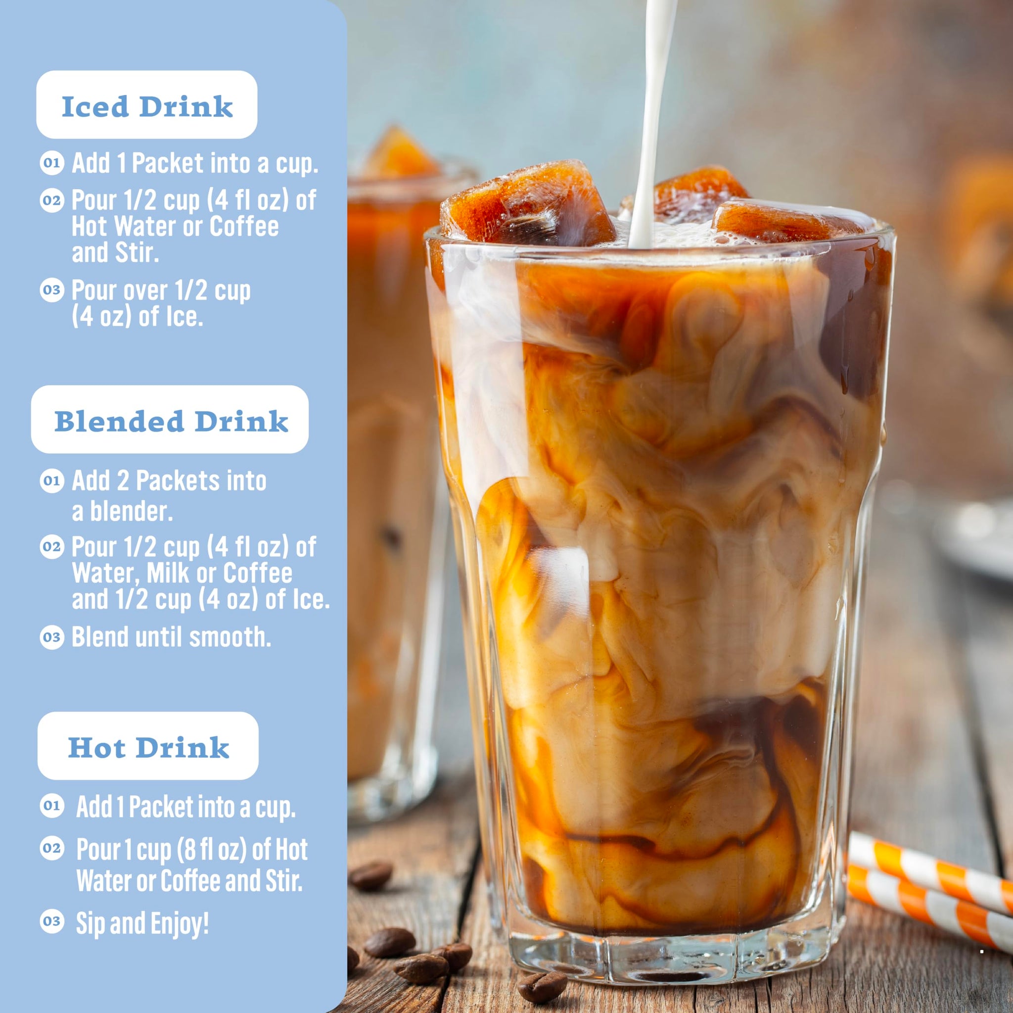 The Frozen Bean Vanilla Bean Frappe & Latte Instant Mix (10 Sticks), Made with Arabica Coffee, Double Shot Caffeine, Low Sugar & Premium Ingredients