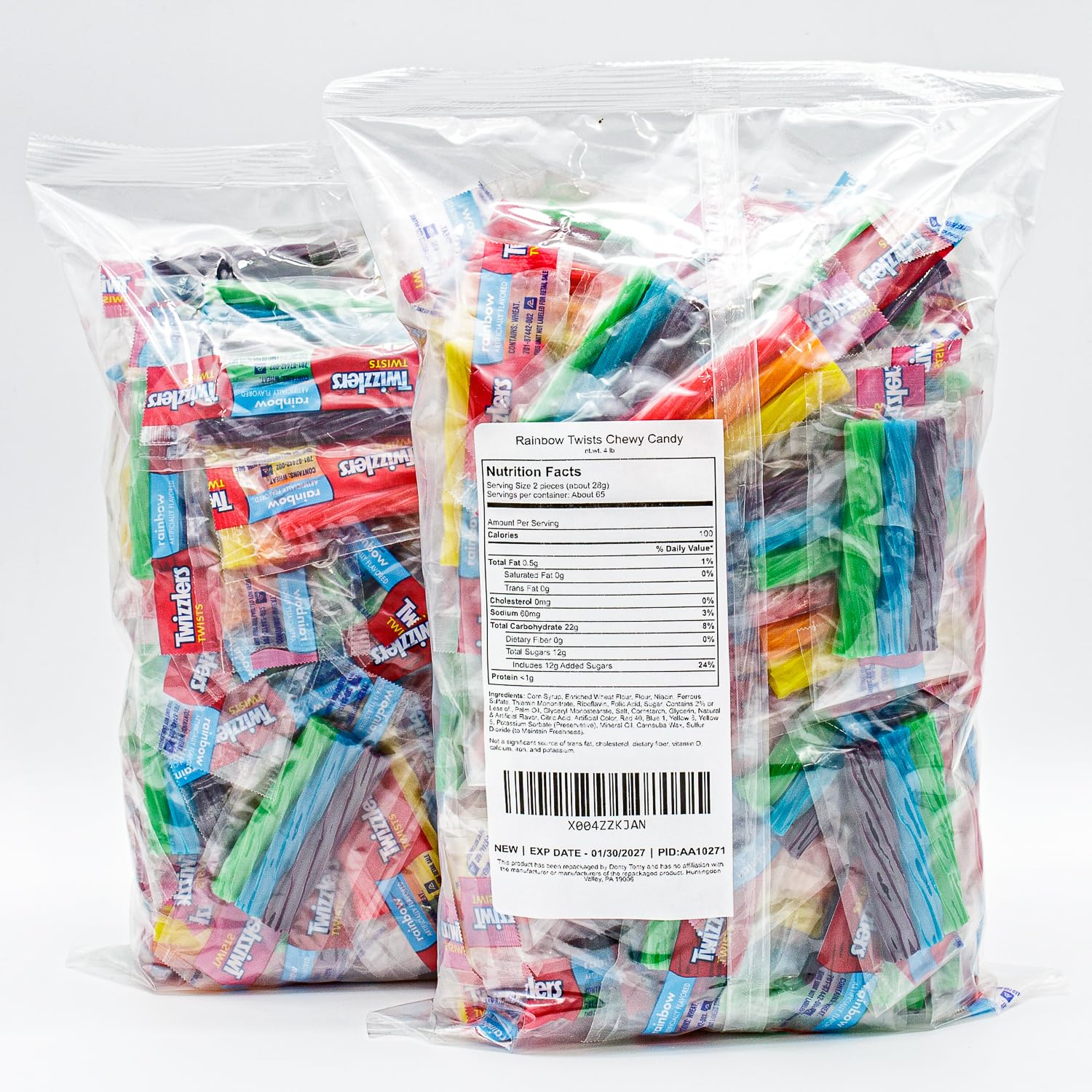 Twizzlers Rainbow Chewy Candy 2 lb - Licorice Style Twists, Assorted Fruit Flavored (Orange, Strawberry, Lemonade, Blue Raspberry, Watermelon, Grape)