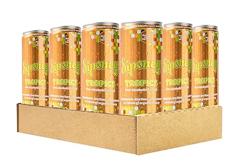 Siponey Tropics Non-Alcoholic Punch Cocktail - Pineapple & Lime Mocktail with Honey & Cinnamon, Real Juice, Zero Alcohol, Gluten-Free, Ready-to-Drink