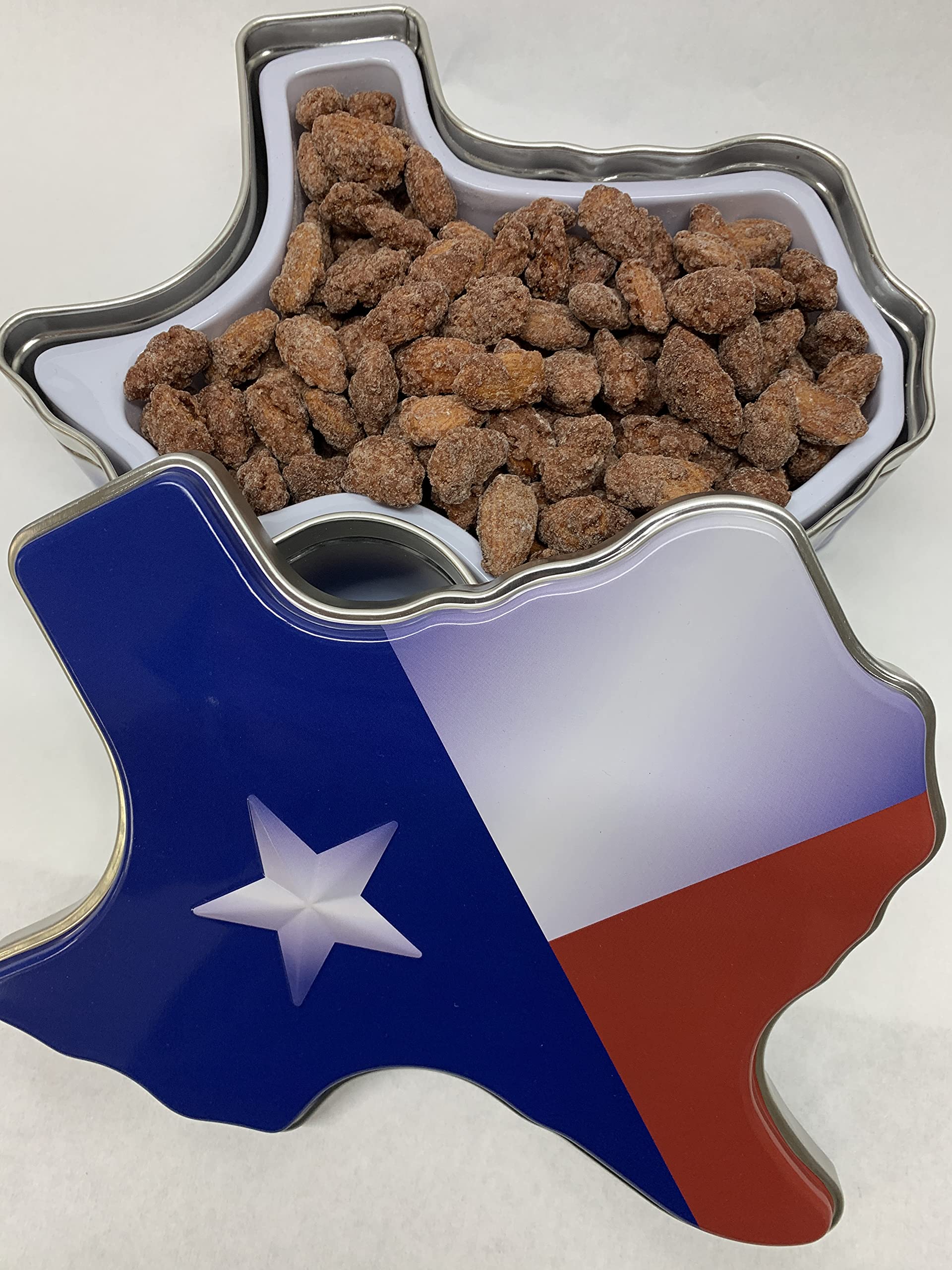 Cinnamon Roasted Almonds in a Texas Shaped Gift Tin