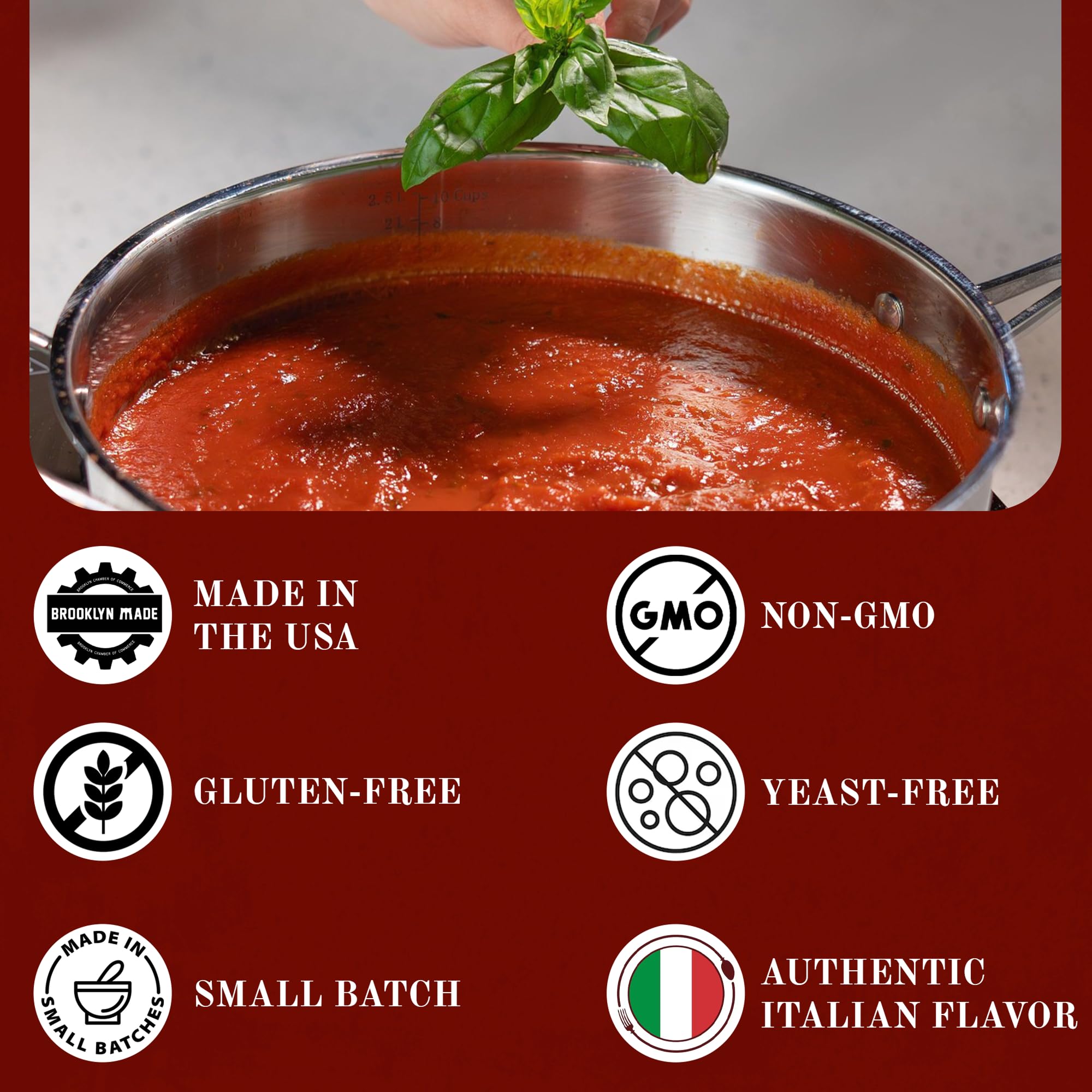 Michael's of Brooklyn Fresh Tomato & Basil Sauce, 32 oz Jar with Spoon - Gourmet Italian Pasta Sauce with Imported Italian Tomatoes, Olive Oil, Garlic