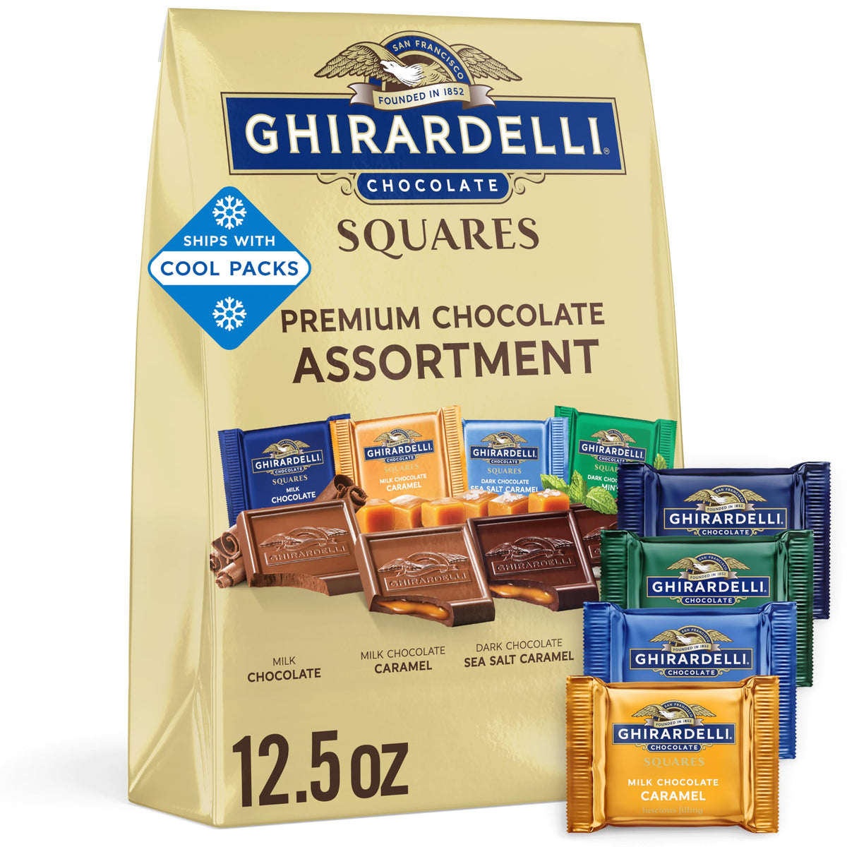 GHIRARDELLI Premium Assorted Chocolate SQUARES, 12.5 oz Bag, Chocolate Candy Variety Pack with Individually Wrapped Candy