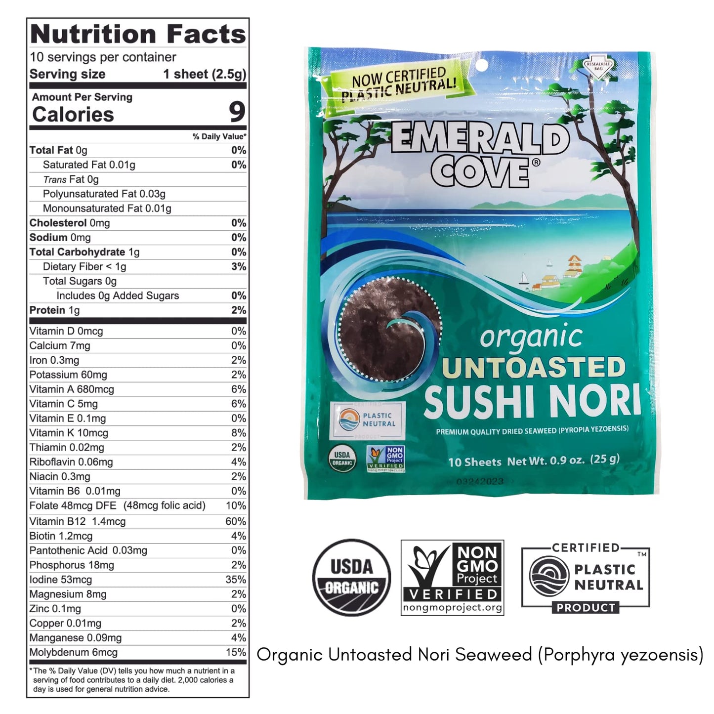 Emerald Cove Organic Nori sheets, .9 oz