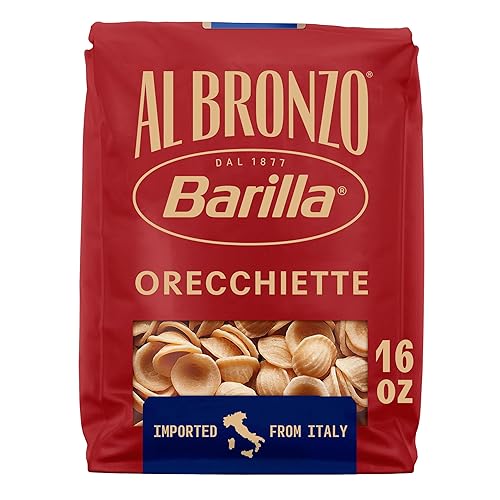 Barilla Al Bronzo Orecchiette Pasta 16 oz., Bronze Cut, Created from High Quality Durum Wheat, Imported From Italy, Non-GMO, Kosher