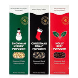Dell Cove Spices Christmas Popcorn Trio Gift Box | Set of 3 Gourmet X-Mas Kernels | Stocking Stuffer and Unique Holiday Gifts
